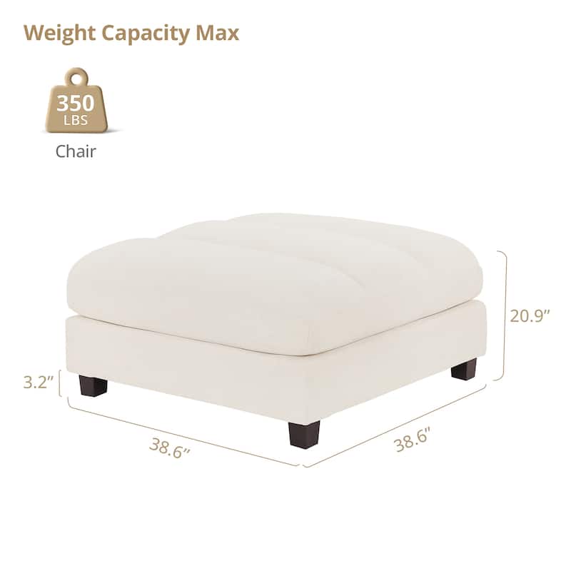 38.6" Plush Chenille Ottoman, Upholstered Cloud Ottoman, Modular Sectional Couches For Living Room, Compressed Memory Foam