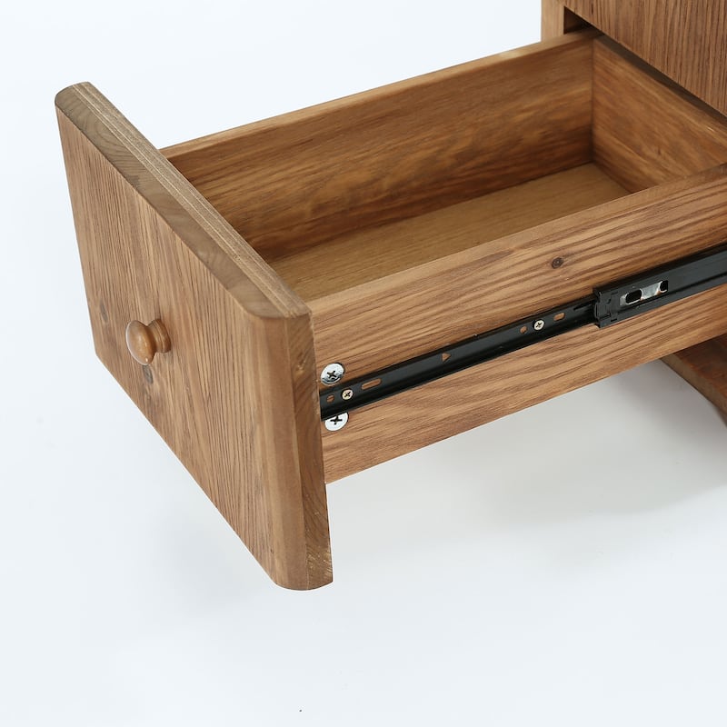 Solid Wood End Table with 3 Drawers