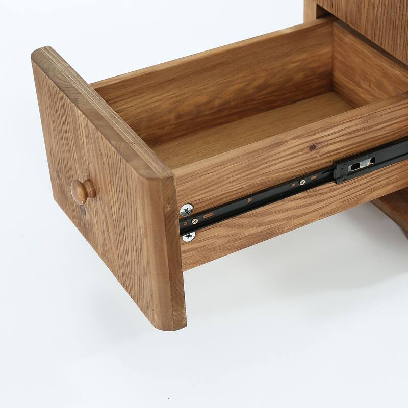 Solid Wood Side Table with 3 Drawers