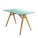 preview thumbnail 2 of 5, Croxton Mid-Century Acacia Wood Desk by Christopher Knight Home Green Glass + Natural Stained