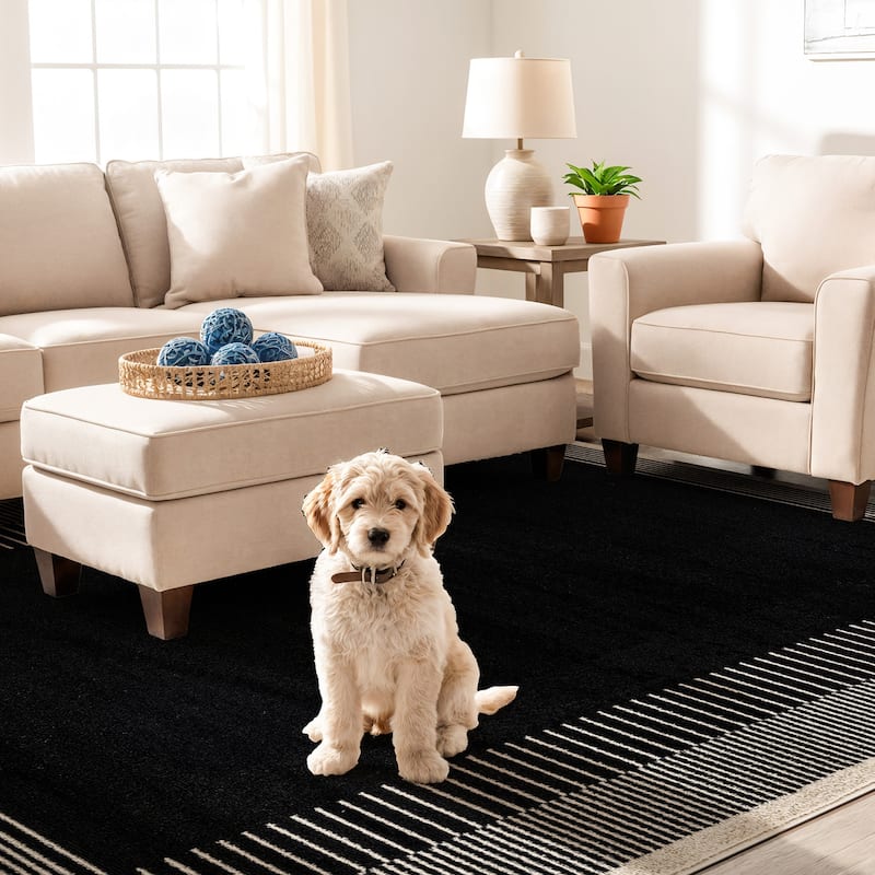 World Rug Gallery Modern Abstract Bordered Area Rug for Living Room, Bedroom, or Entryway - Low Pile Indoor Rug