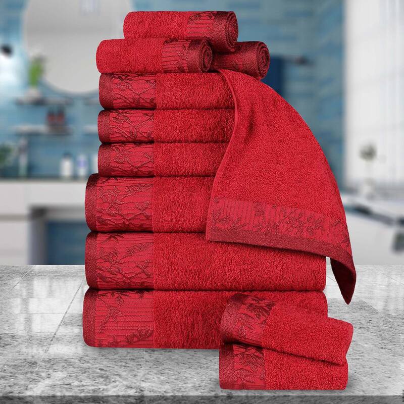 Superior Wisteria Cotton Floral Jacquard 12 Piece Bathroom Towel Set