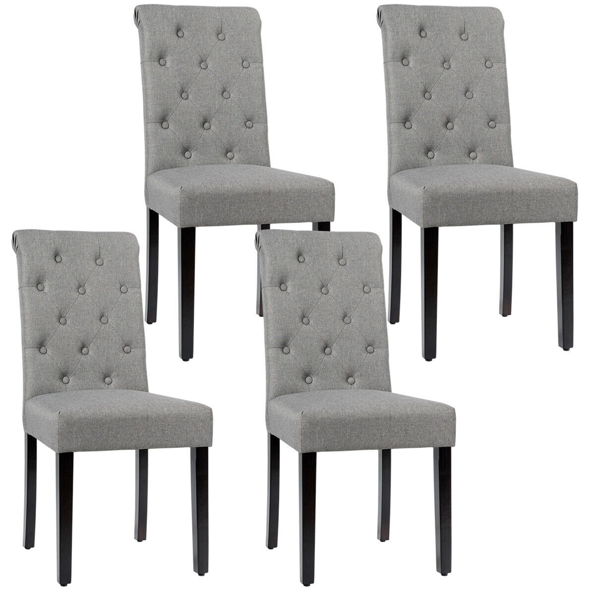 Gymax 4pcs Upholstered Dining Chair High Back Armless Chair W