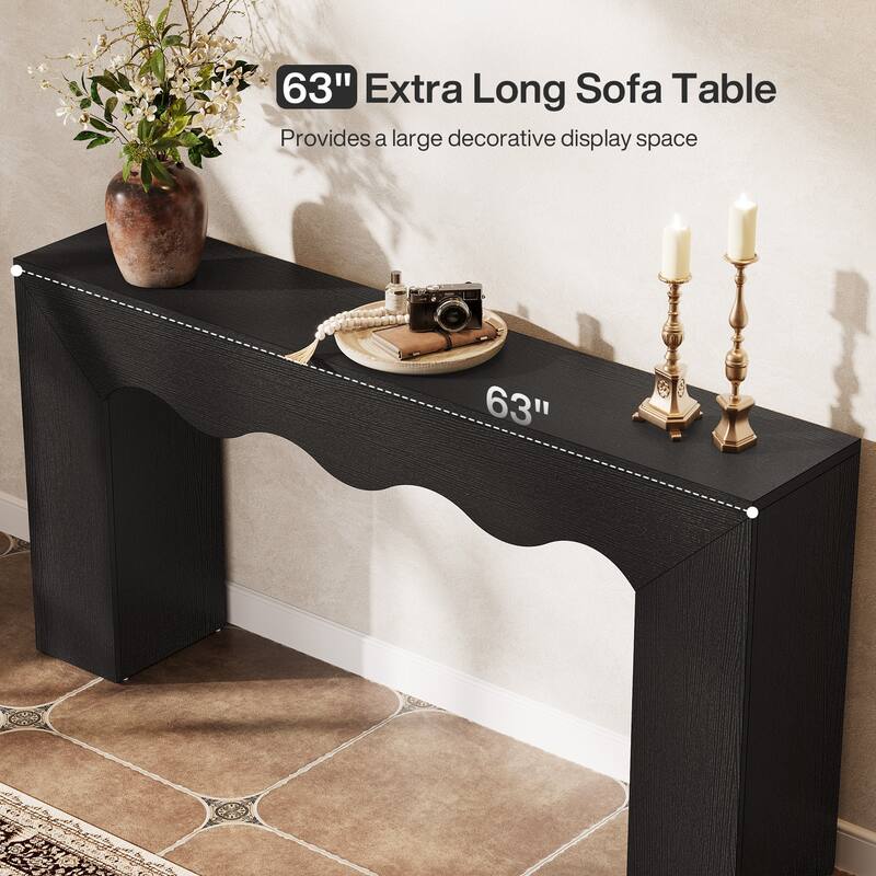 63” Farmhouse Console Table, Brown Entryway Table with Storage