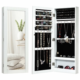 Shop Gymax Jewelry Cabinet Wall Mounted Mirrored Armoire Storage