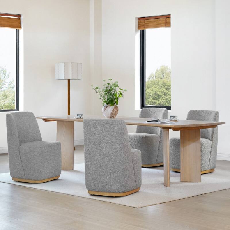 Brian Modern Dining Chairs with Casters&Wood Base Set of 2