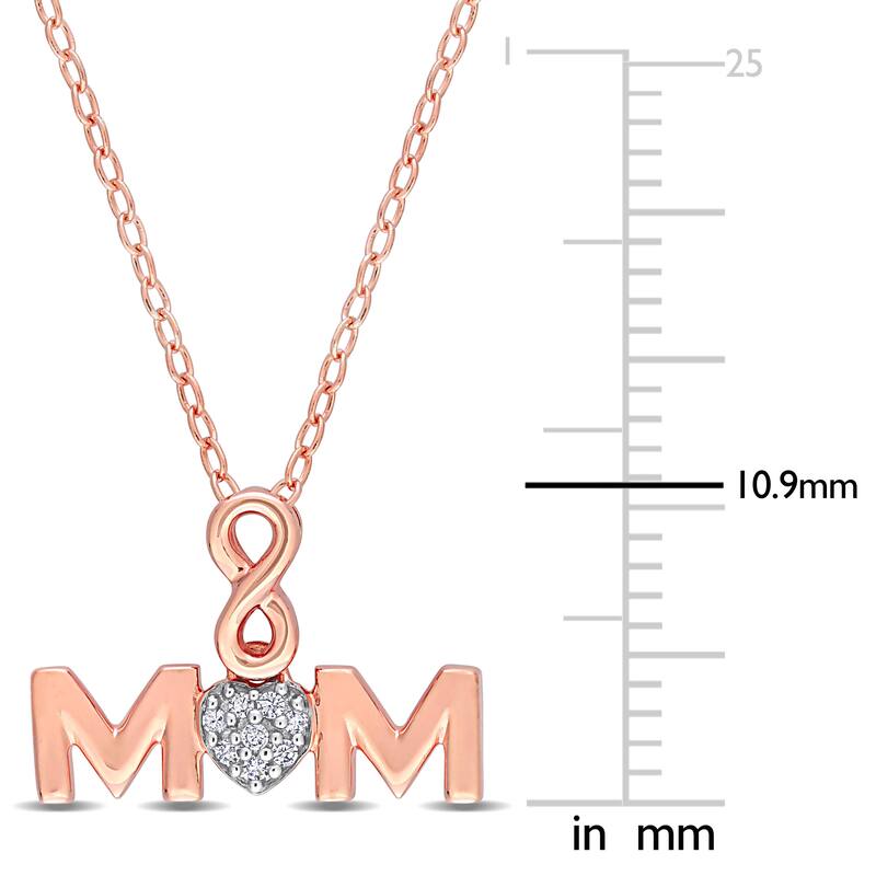 Miadora Diamond Accent Mom Infinity Heart Necklace in Rose Plated Sterling Silver