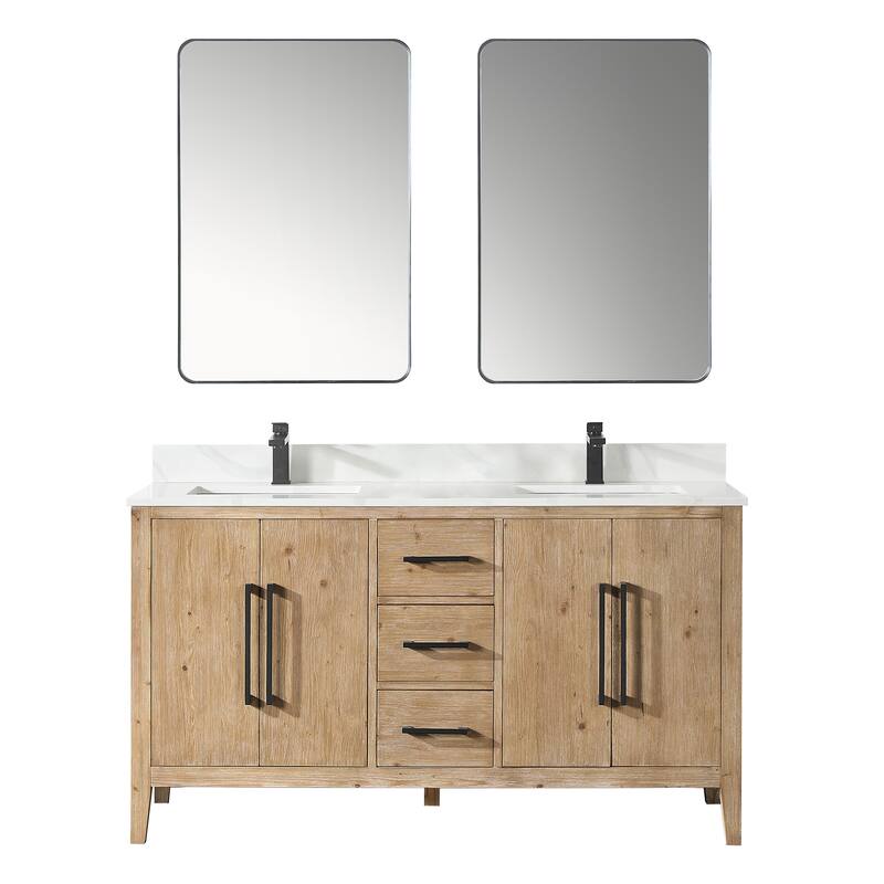Altair Laurel Bath Vanity with Calacatta White Quartz Stone Countertop with Mirror