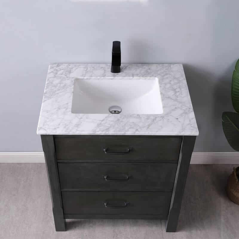 Altair Maribella Single Bathroom Vanity Set and Carrara White Countertop without Mirror