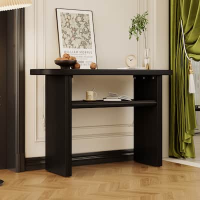 Minimalist Console Table with Rounded Edges and Sturdy Shelf Design
