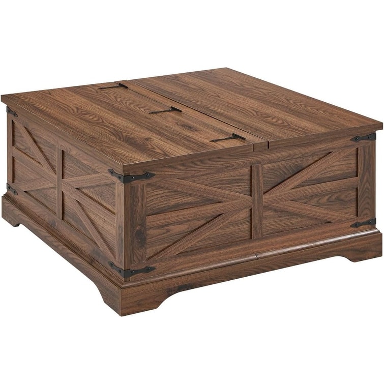 Farmhouse Lift Top Coffee Table with Storage, Wood Square Center Table