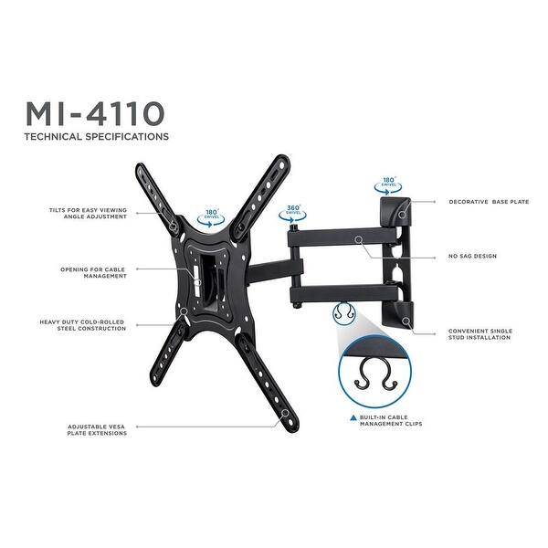 Shop Mount It Full Motion Tv Wall Mount With Swivel Fits 32 55 Inch Tvs Black Overstock 18177702