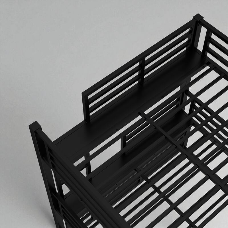 Full/Full XL over Full/Full XL over Queen Metal Triple Bunk Bed with Guardrails, Noise-Reduced Frame, Heavy-Duty Design