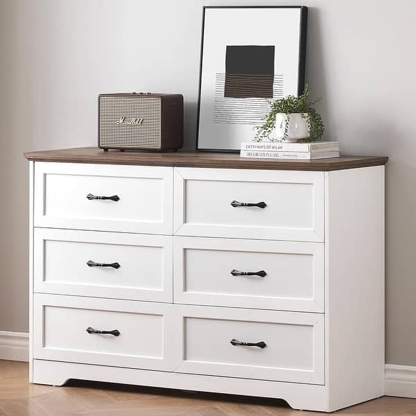 white christmas dresses VECELO Dresser for Bedroom with 5 Drawers, Storage Organizer Unit Wide main image 1