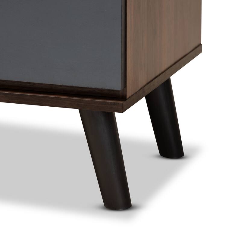 Roldan Two-Tone Walnut and Grey Finished Wood 3-Drawer Bedroom Chest