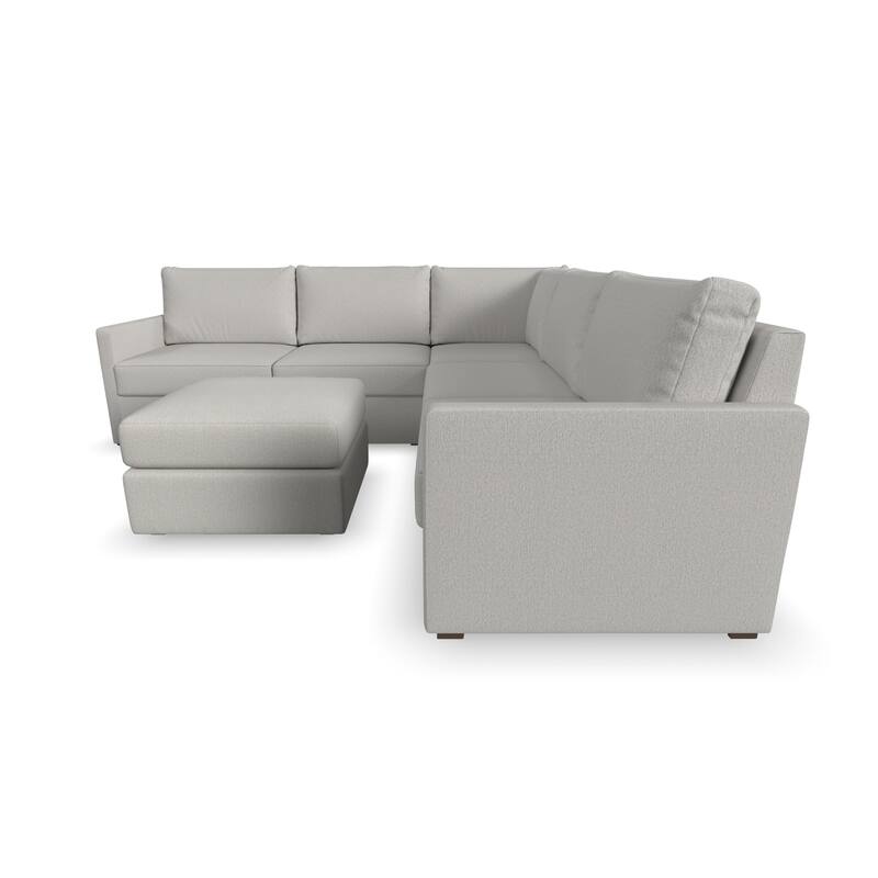 Flex Taupe Fabric 5-Seat Sectional with Narrow Arm and Ottoman - 102" x 35" x 102"