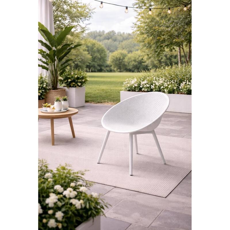 Mid-Century Modern Plastic Dining Chair Plastic Legs with Breathable Perforated Egg Shaped Seat for Indoor/Outdoor Use