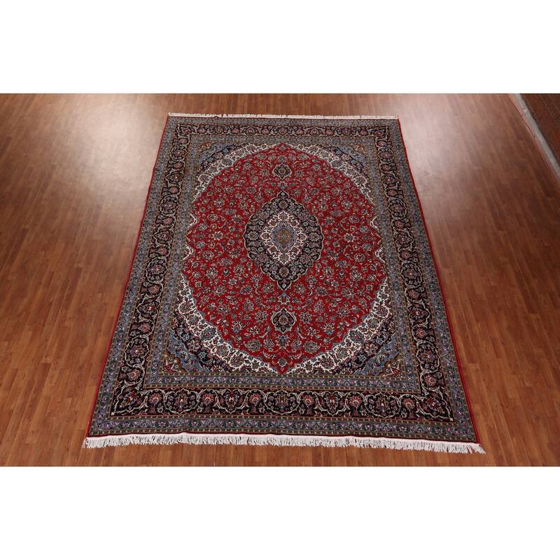 Floral Kashan Turkish Rug Oriental Machine-Made Carpet - 9'8" x 13'3"