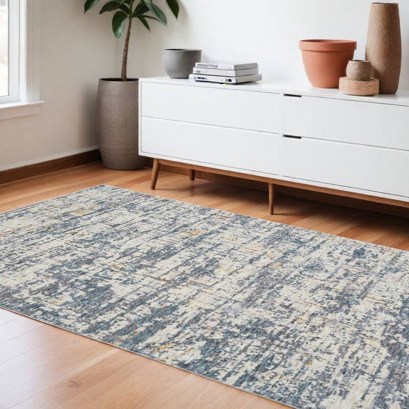 Kiro Abstract Modern Woven Area Rug By HomeRoots - 144' X '108' X '0.24 - Oxford Blue - Rectangle