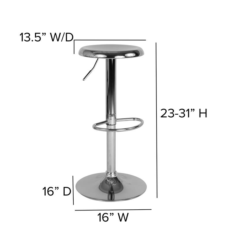 Adjustable Height Retro Barstool - 16"W x 16"D x 23" - 31"H