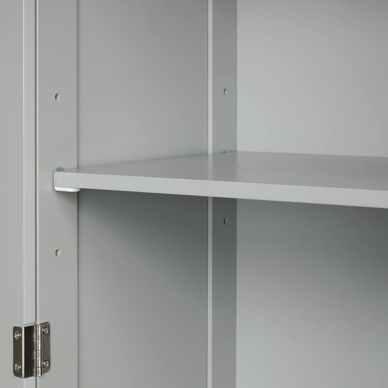 Modern Bathroom Storage Cabinet with Drawers and Adjustable Shelf, Freestanding Floor Cabinet with Acrylic Handles