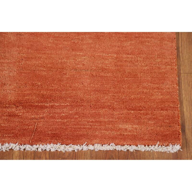Orange Gabbeh Modern Foyer Rug Hand-Knotted Wool Carpet - 2'8"x 4'0"