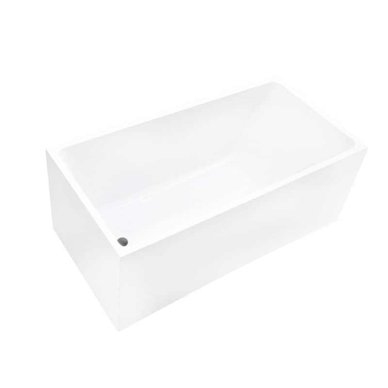 Vanity Art 55" x 29" White Acrylic Flatbottom Freestanding Bathtub