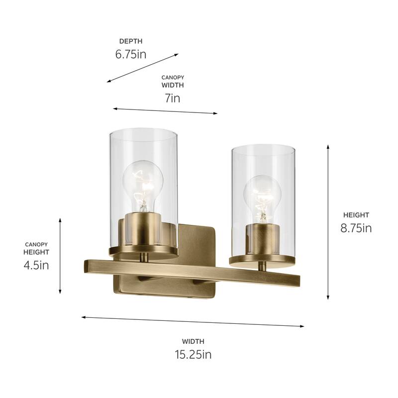 Kichler Lighting Crosby Bathroom Vanity Light with Clear Glass