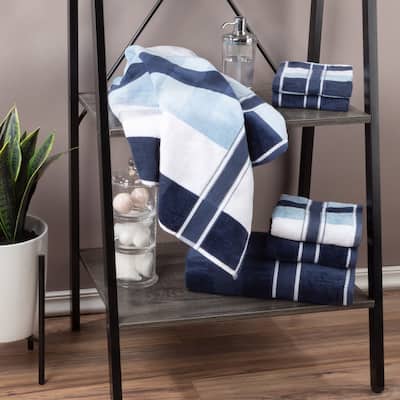 Lavish Home Washable 6-Piece Cotton Bath Towels Set, Navy
