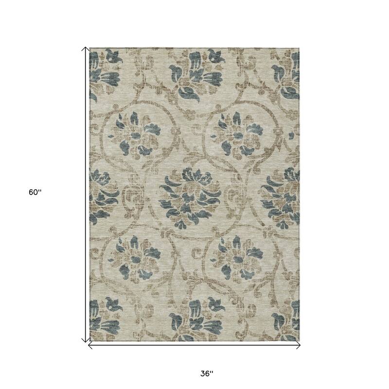 HomeRoots Floral Traditional Rectangle Outdoor Rug