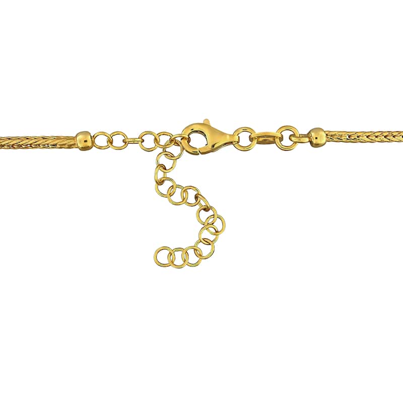 Miadora 2.5mm Bead 1.7mm Wheat Link Chain Necklace in Yellow Silver