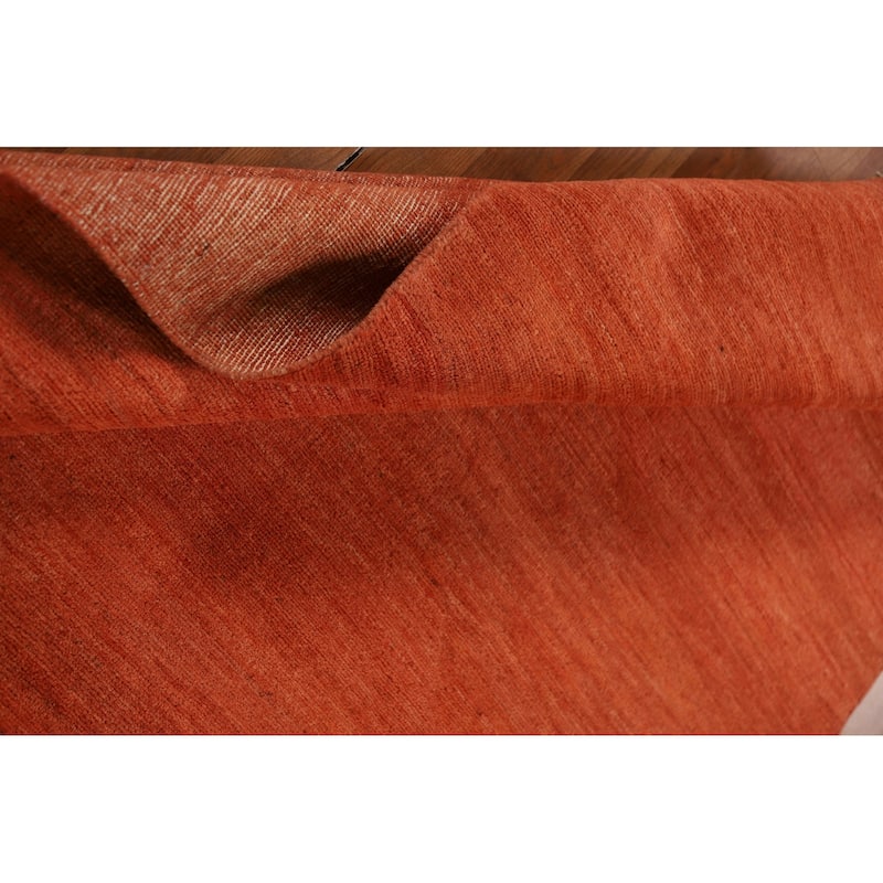 Orange Modern Gabbeh Oriental Area Rug Hand-Knotted Wool Carpet - 4'11" x 6'7"