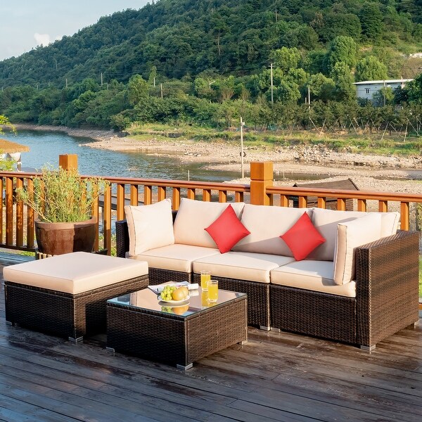 5 piece sales rattan sofa set