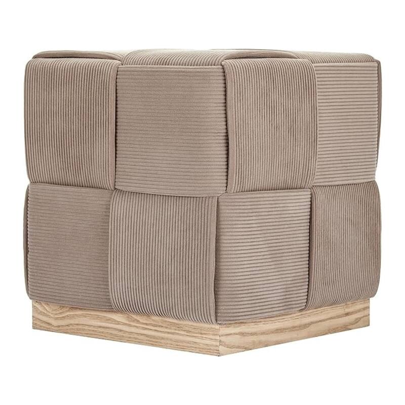 Upholstered Corduroy Square Ottoman Foot Stool Accent for Bedroom