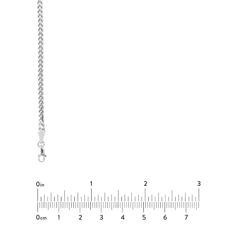 Curata 925 Sterling Silver Rhodium 2.5mm Round Franco Chain for Men
