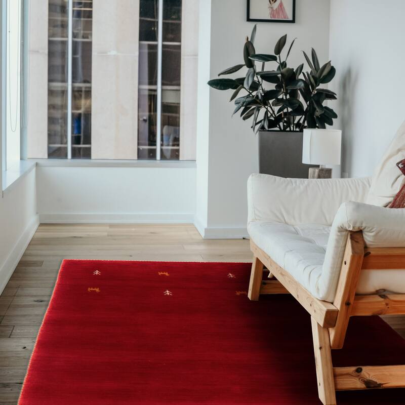 Kashkuli Gabbeh Red Rug 3'9" x 5'5" - 3'9 x 5'5