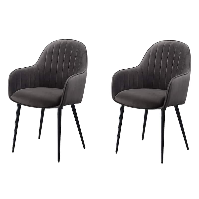 Lanholm Dark Grey and Black Tufted Back Dining Chairs (Set of 2)
