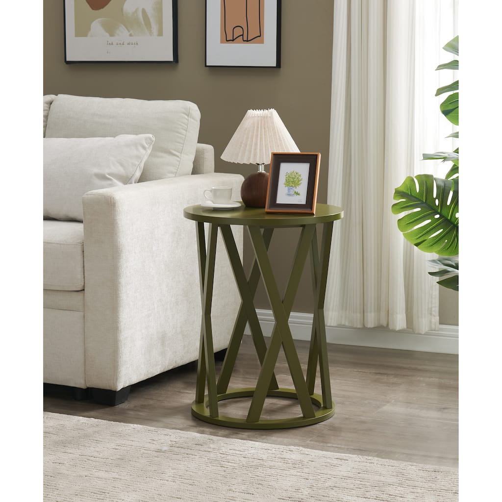 Vienna Collection Wood Side Table with X-Base or Half-Moon Design