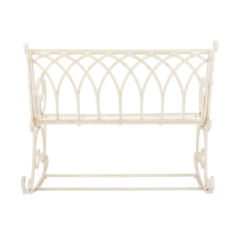 SAFAVIEH Jakayla Victorian Scroll Iron Outdoor Rocking Bench - 43 In. W x 33 In. D x 37 In. H - 43Wx33Dx37H