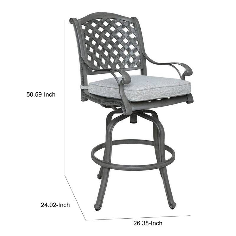 Mace Outdoor Patio Barstool Chair Set of 2, Aluminium, Golden Beige