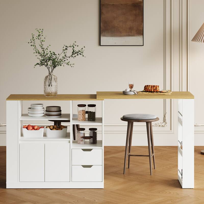 Extendable Kitchen Island with Storage