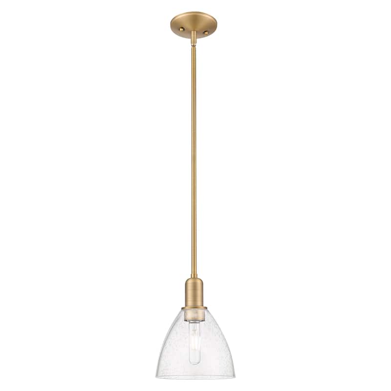 Innovations Lighting Endless Possibilities Arcadia - Bristol - 1 Light 8" Stem Hung Mini Pendant - Brushed Brass/Seedy