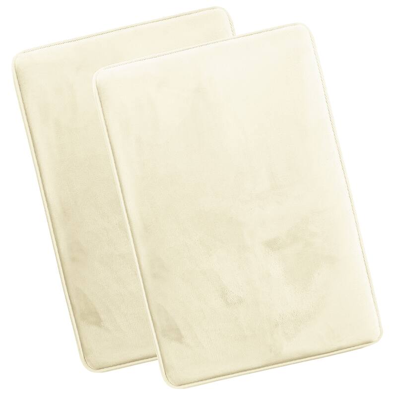 Clara Clark Ultra Soft Plush Bathroom Rug - Non-Slip, Velvet, Memory Foam Bath Mat - Set of 2 - Set of 2 (20x32) - White