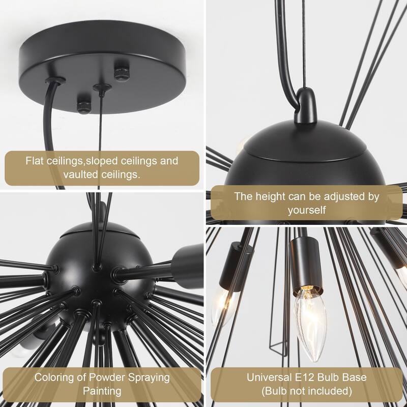 8-Light 33.46"W Metal Dimmable Pendant Lights for Kitchen Living Room
