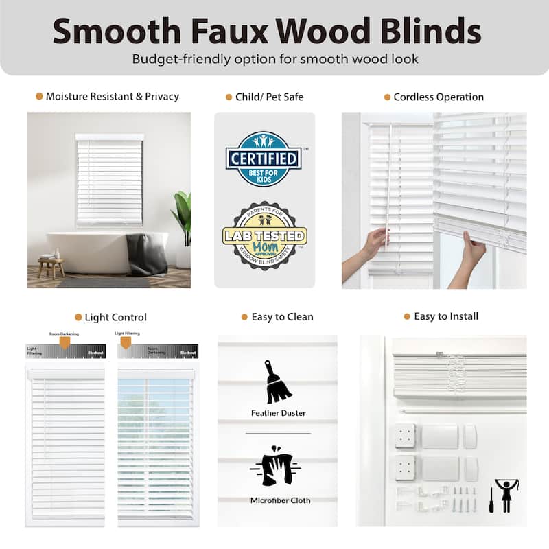 Cordless 2 inch Smooth Fauxwood Venetian Blind