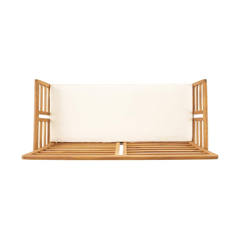 Caydon Acacia Wood Outdoor Loveseat with Cushions by Christopher Knight Home