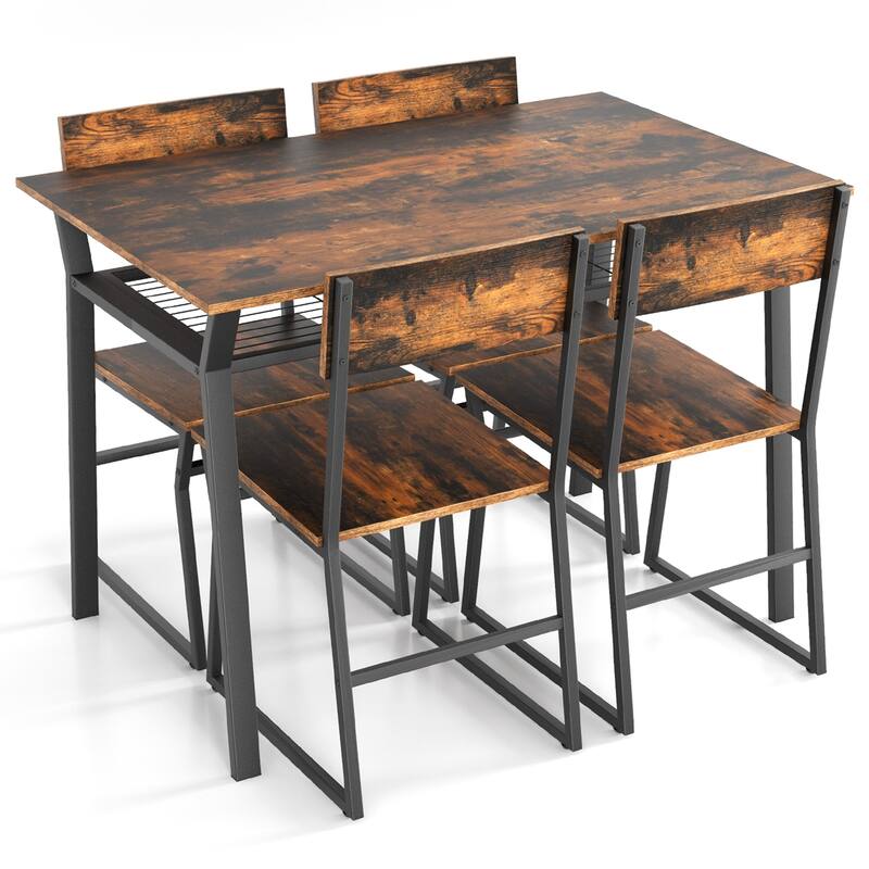 Costway 5 Piece Dining Table Set Industrial Rectangular Kitchen Table