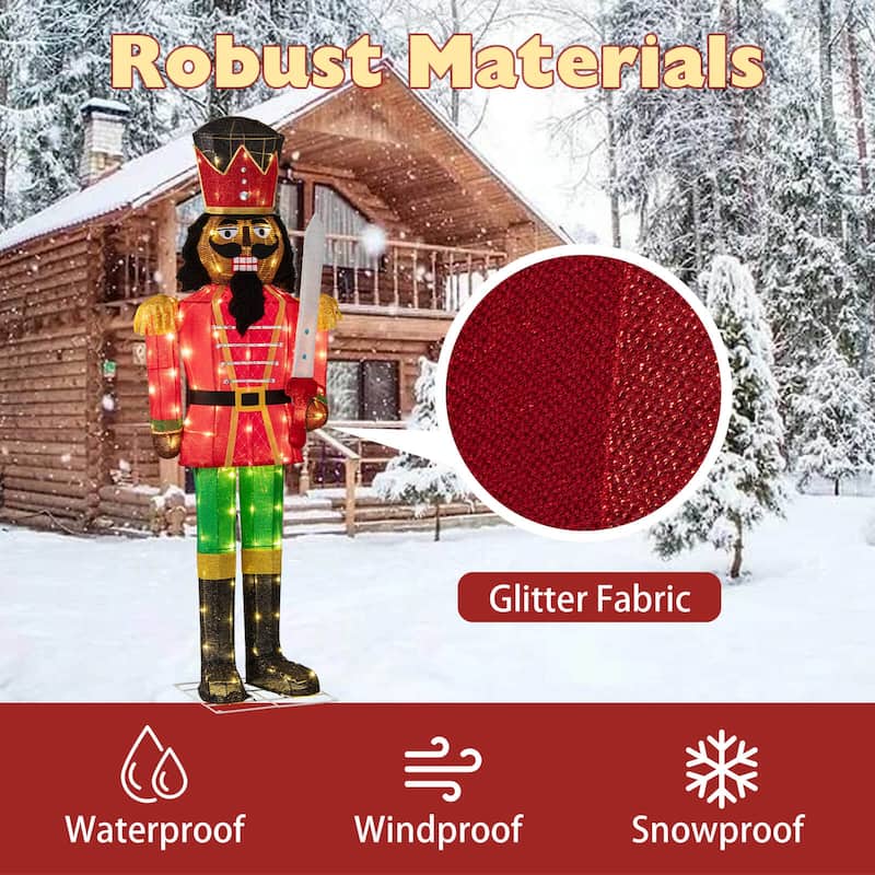 Costway 1/2 PCS 5 FT Lighted Christmas Nutcracker with Glitter Sword,