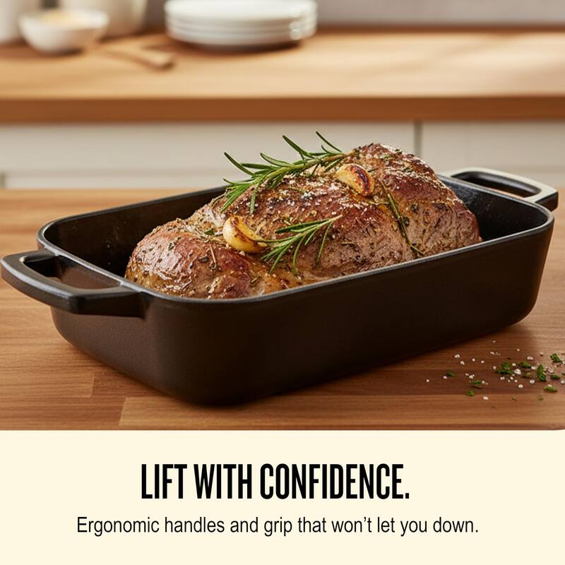 Alva Nori Enameled Cast Iron Oven Dish Roasting Pan - 12" x 8" - 12"x8"