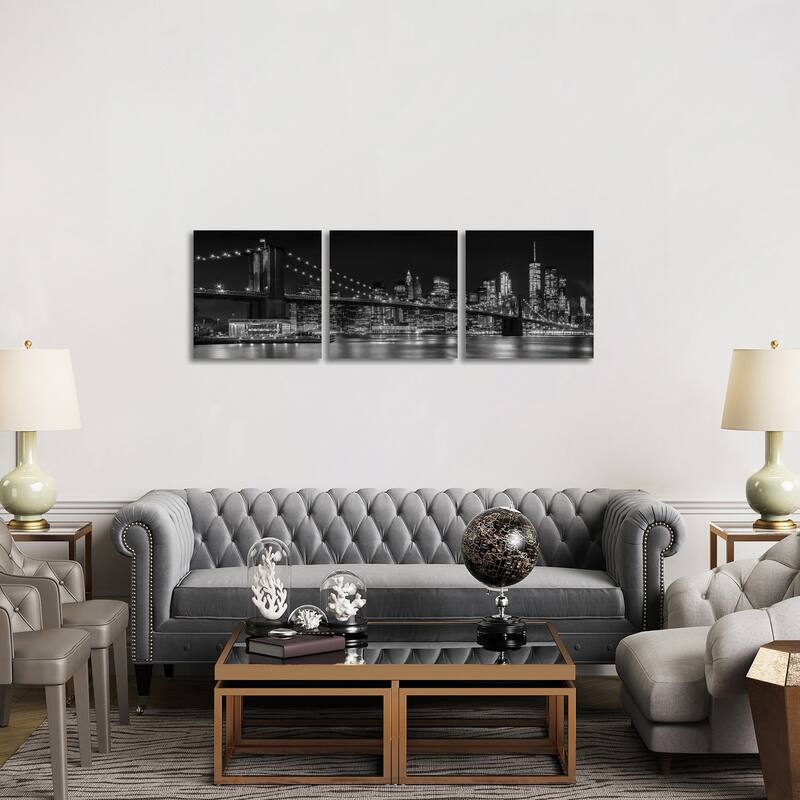 iCanvas "NYC Nightly Impressions" by Melanie Viola 3-Piece Canvas Wall Art Set - 20x60x1.5